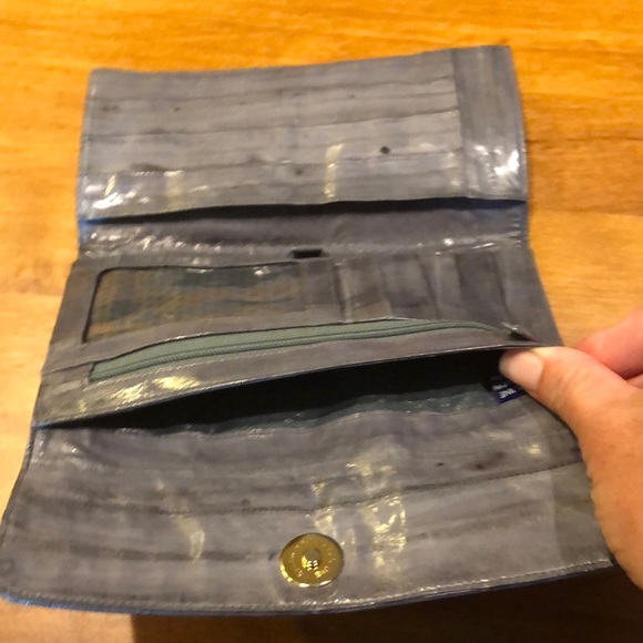 EEL SKIN WALLET Gray Card Slots Pen Holder Vintage Classic Magnet Closure EUC - Picture 7 of 11